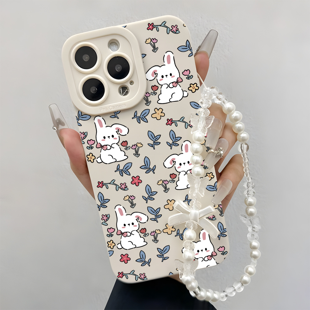 Samsung Galaxy Strap - Rabbit Floral Korean Wrist Strap Phone